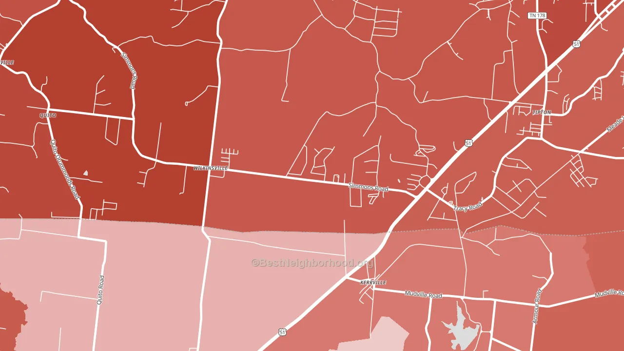 Kerrville, TN block-group political-lean map