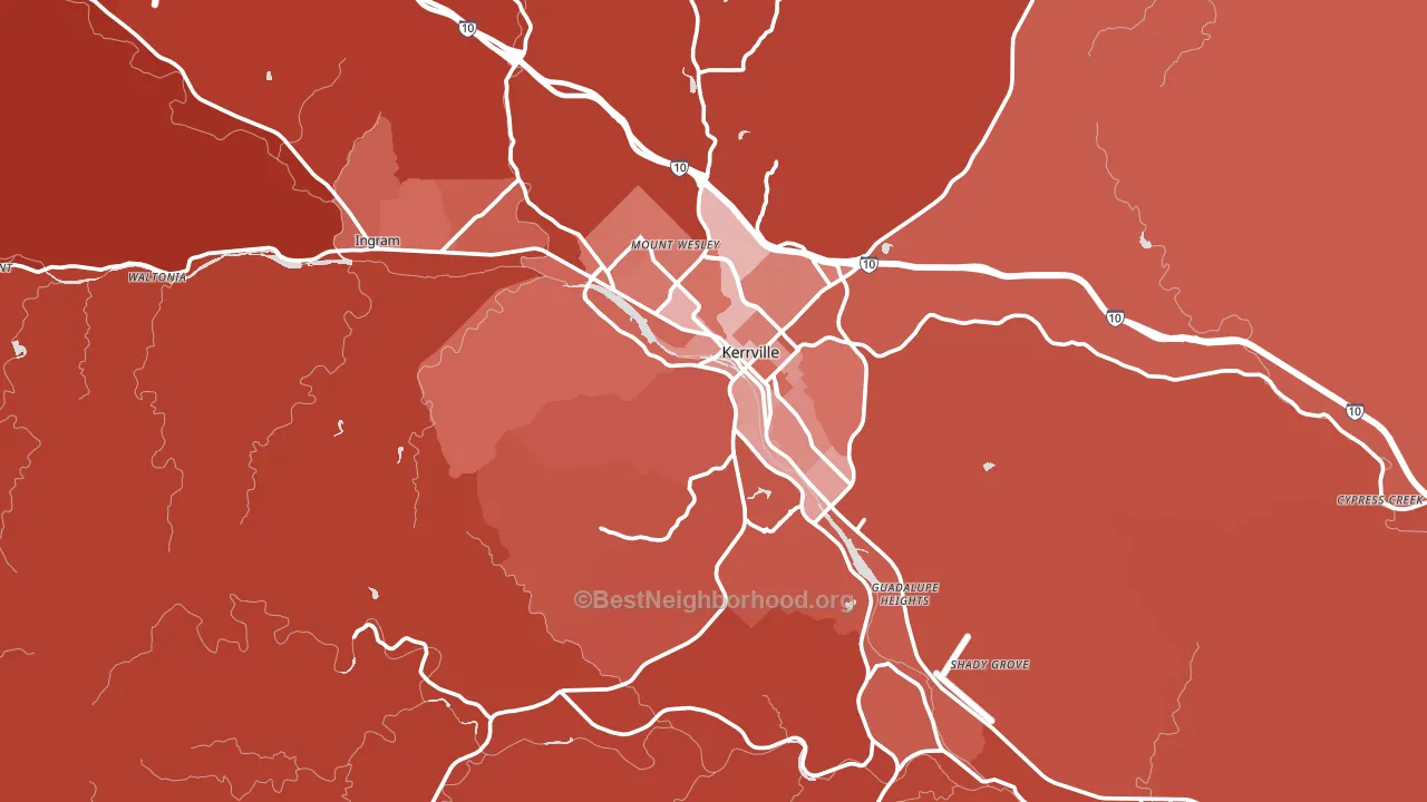 Kerrville, TX block-group political-lean map