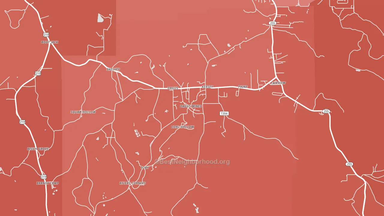 Kersey, PA block-group political-lean map