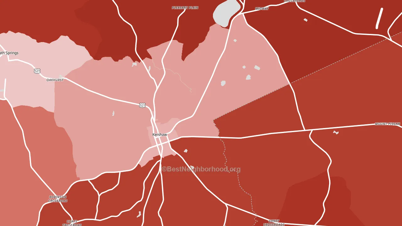 Kershaw, SC block-group political-lean map