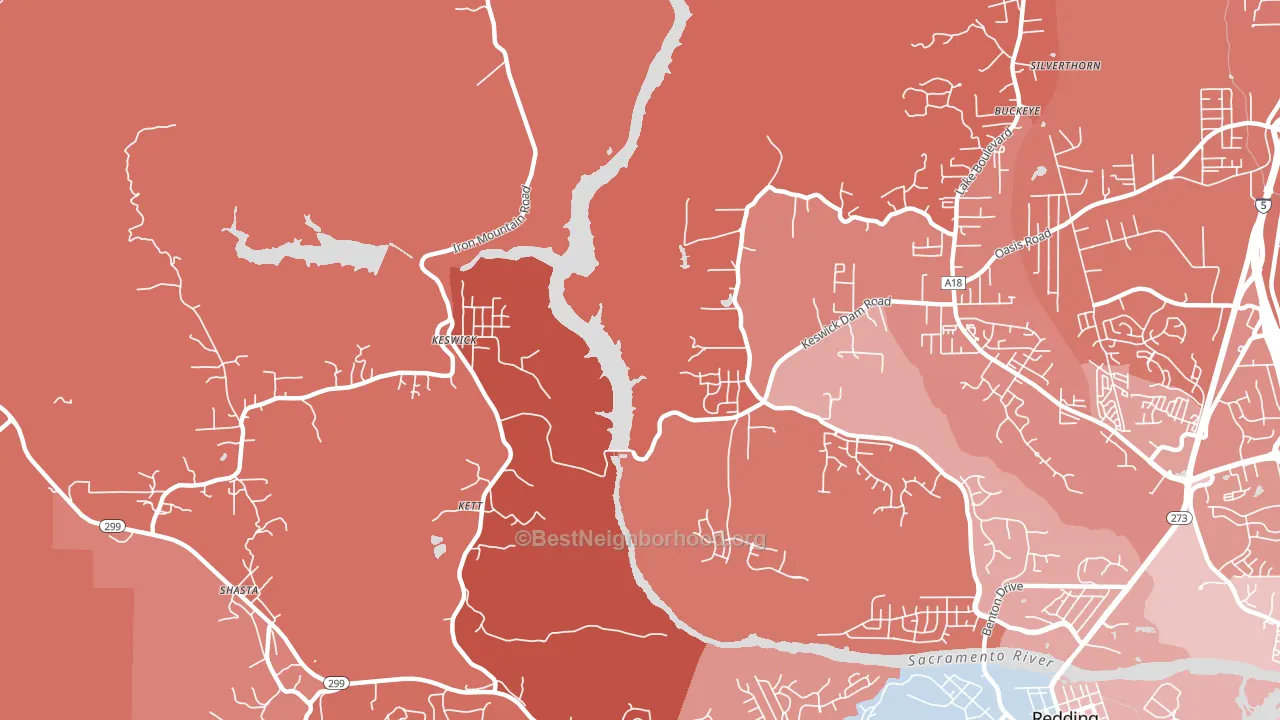 Keswick, CA block-group political-lean map