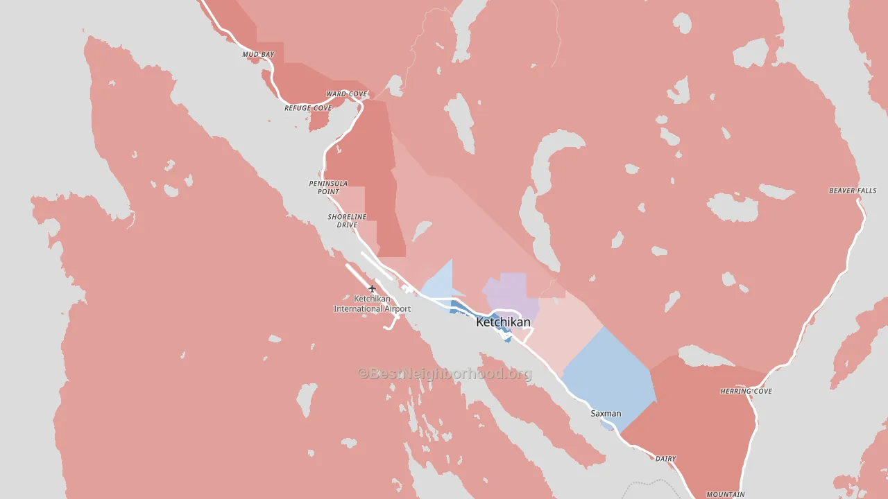 Ketchikan, AK block-group political-lean map