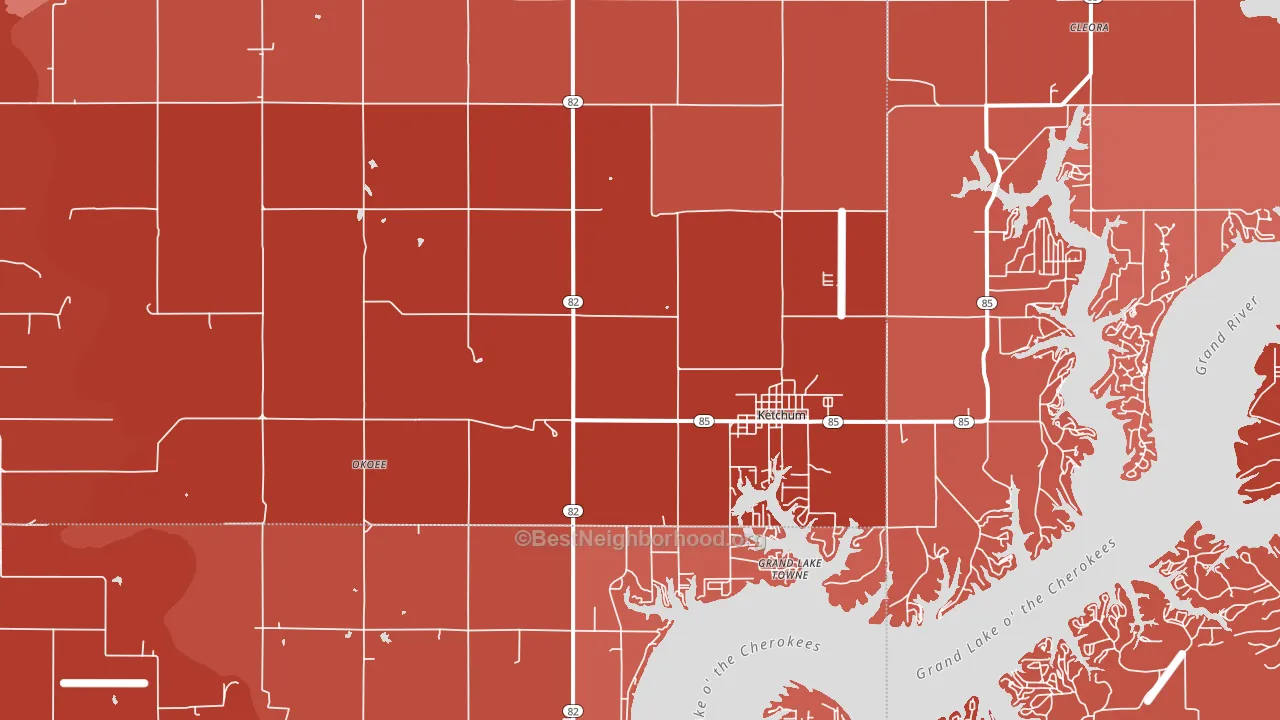 Ketchum, OK block-group political-lean map