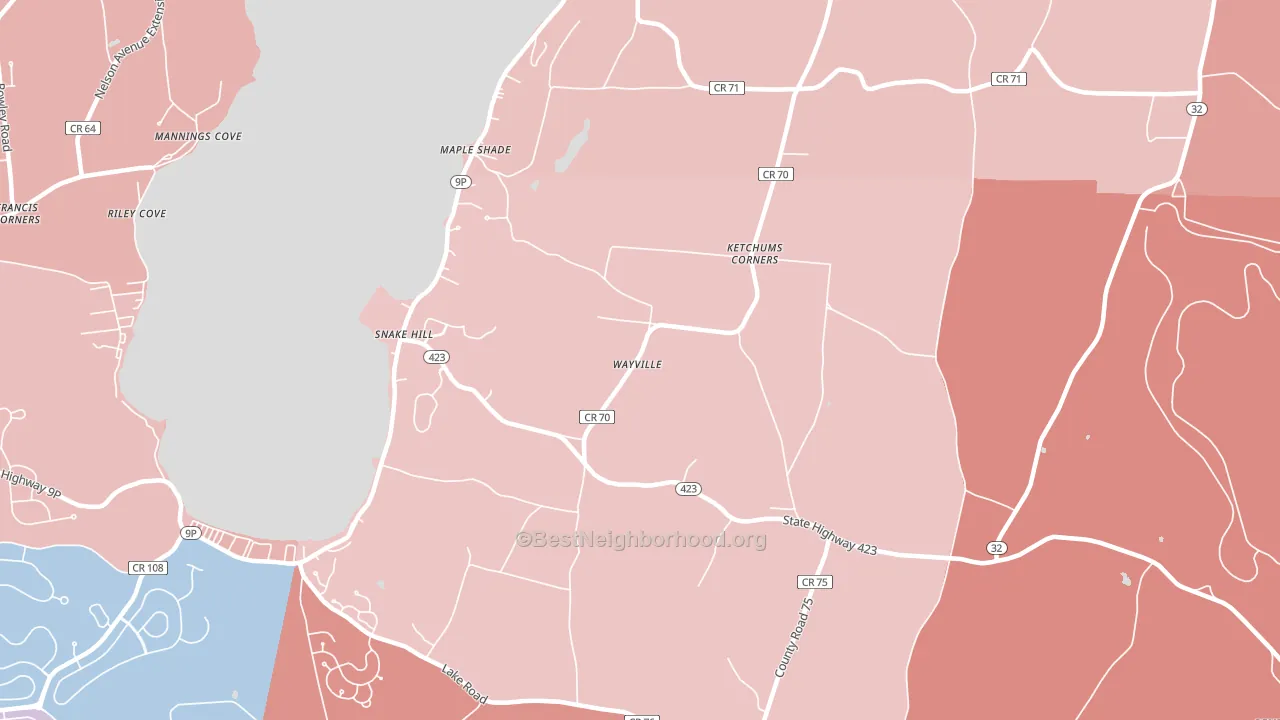 Ketchums Corner, NY block-group political-lean map