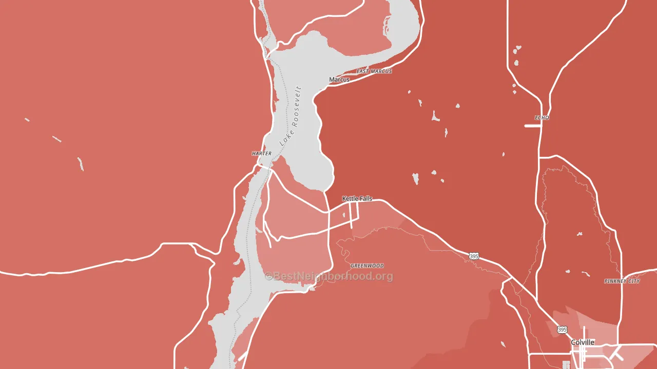 Kettle Falls, WA block-group political-lean map