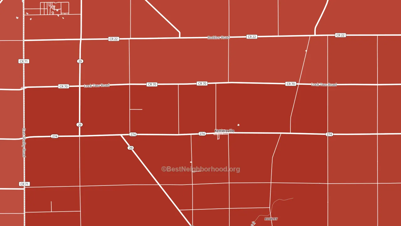 Kettlersville, OH block-group political-lean map