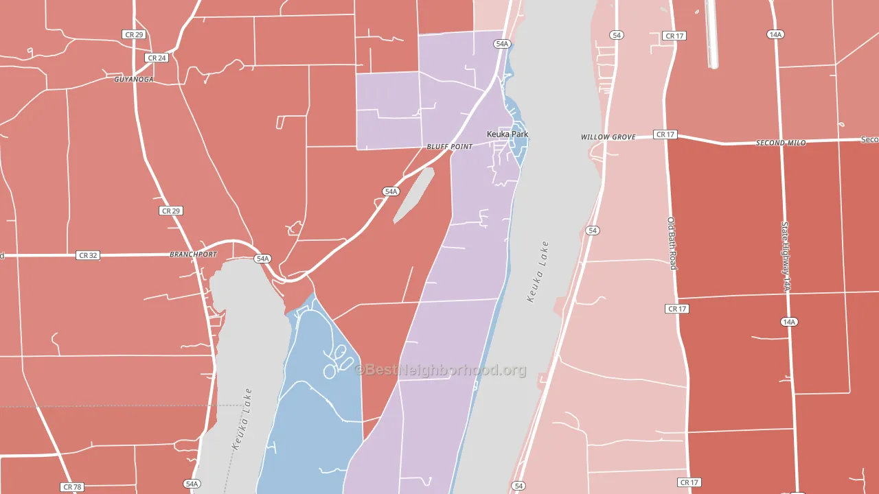 Keuka Park, NY block-group political-lean map