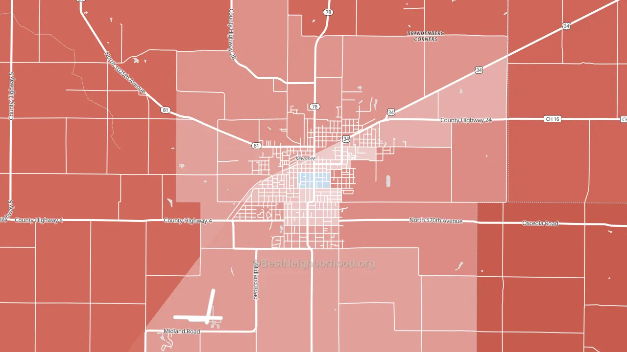 Kewanee, IL block-group political-lean map