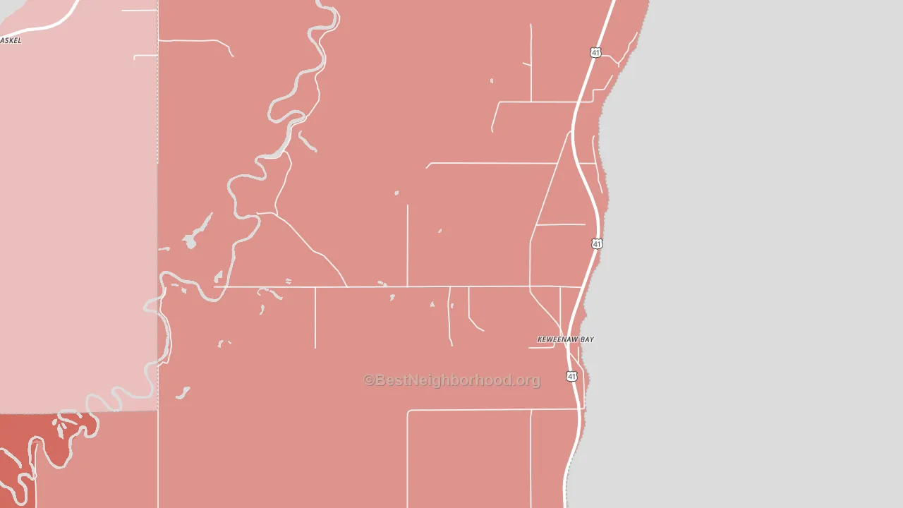 Keweenaw Bay, MI block-group political-lean map