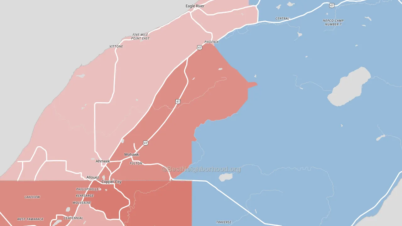 Keweenaw County, MI block-group political-lean map