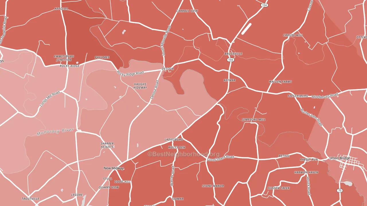 Keymar, MD block-group political-lean map