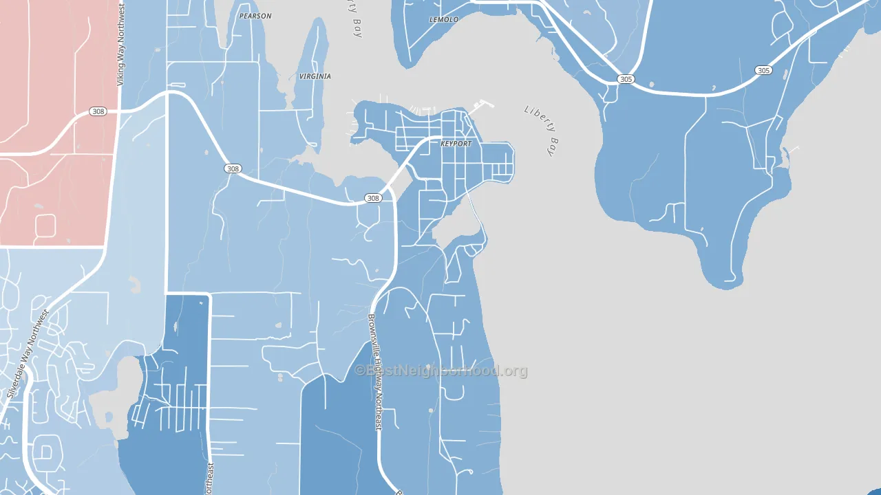 Keyport, WA block-group political-lean map