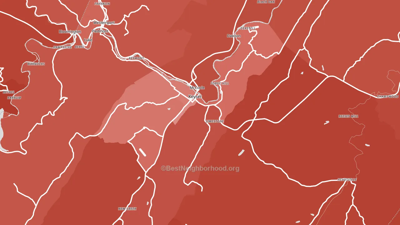Keyser, WV block-group political-lean map