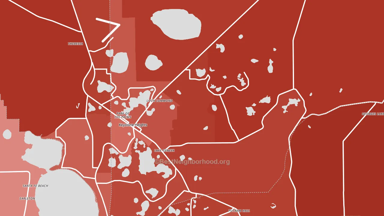 Keystone Heights, FL block-group political-lean map
