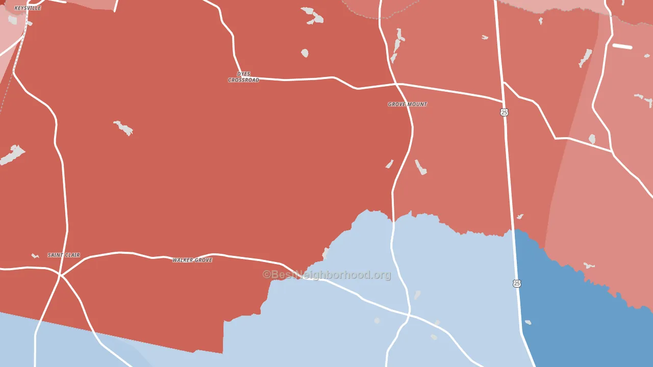 Keysville, GA block-group political-lean map