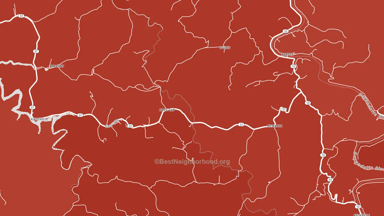 Kiahsville, WV block-group political-lean map