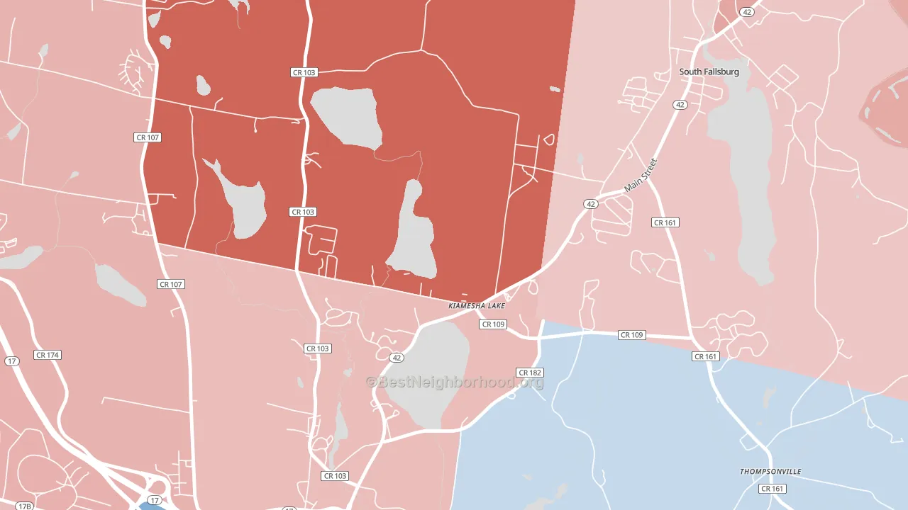 Kiamesha Lake, NY block-group political-lean map