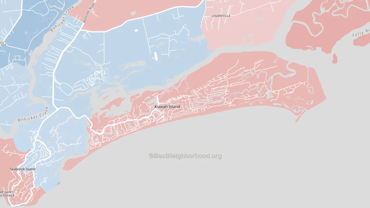 Kiawah Island, SC block-group political-lean map