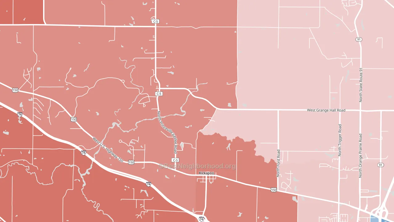 Kickapoo, IL block-group political-lean map