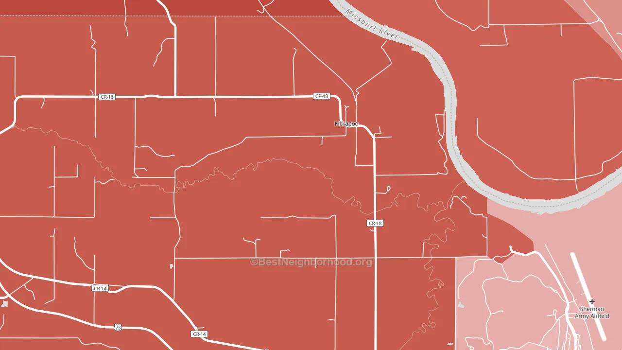 Kickapoo, KS block-group political-lean map