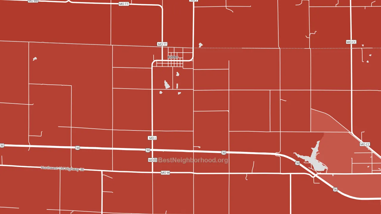 Kidder, MO block-group political-lean map