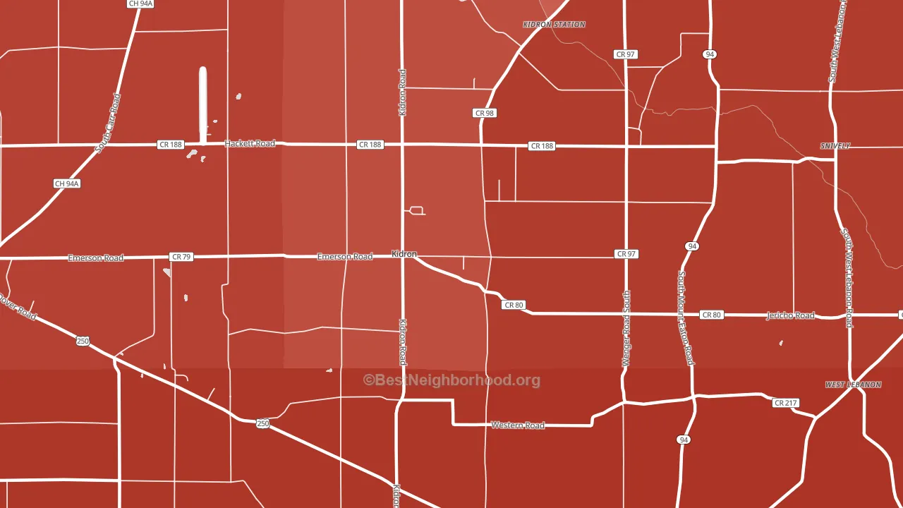 Kidron, OH block-group political-lean map