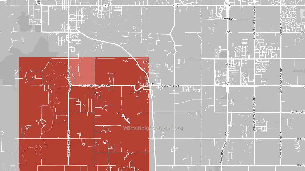 Kiefer, OK block-group political-lean map