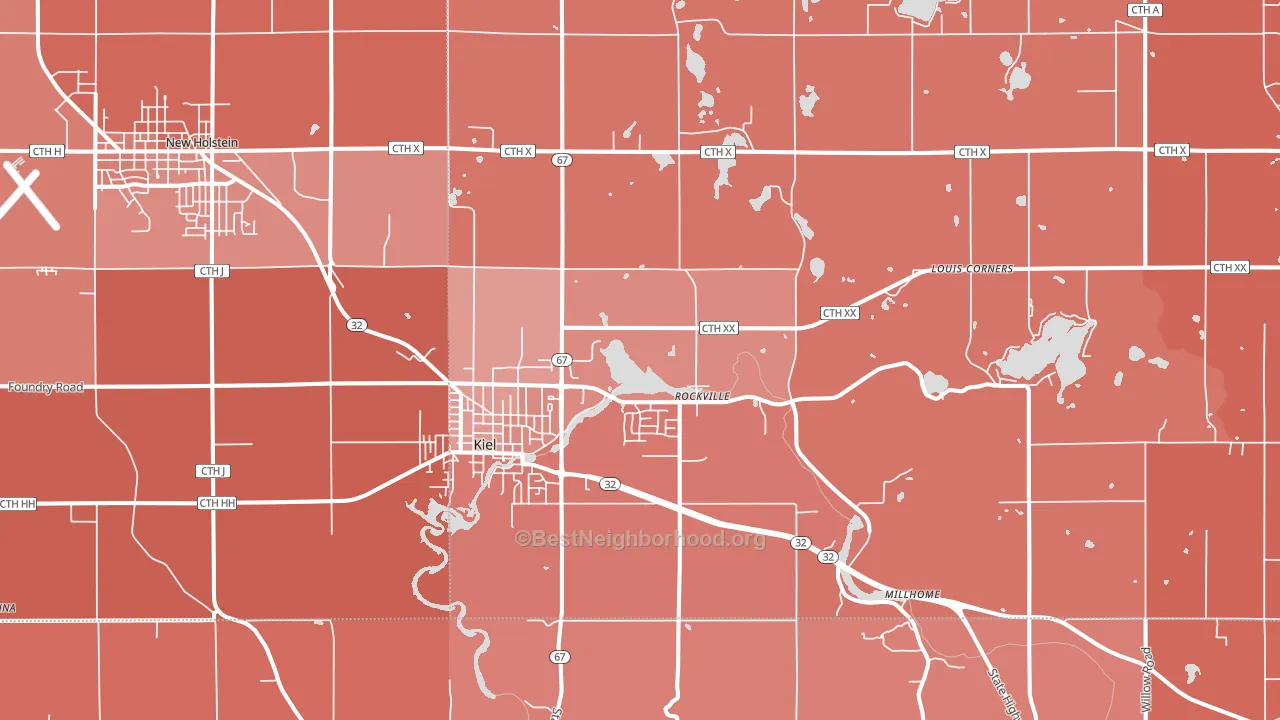 Kiel, WI block-group political-lean map
