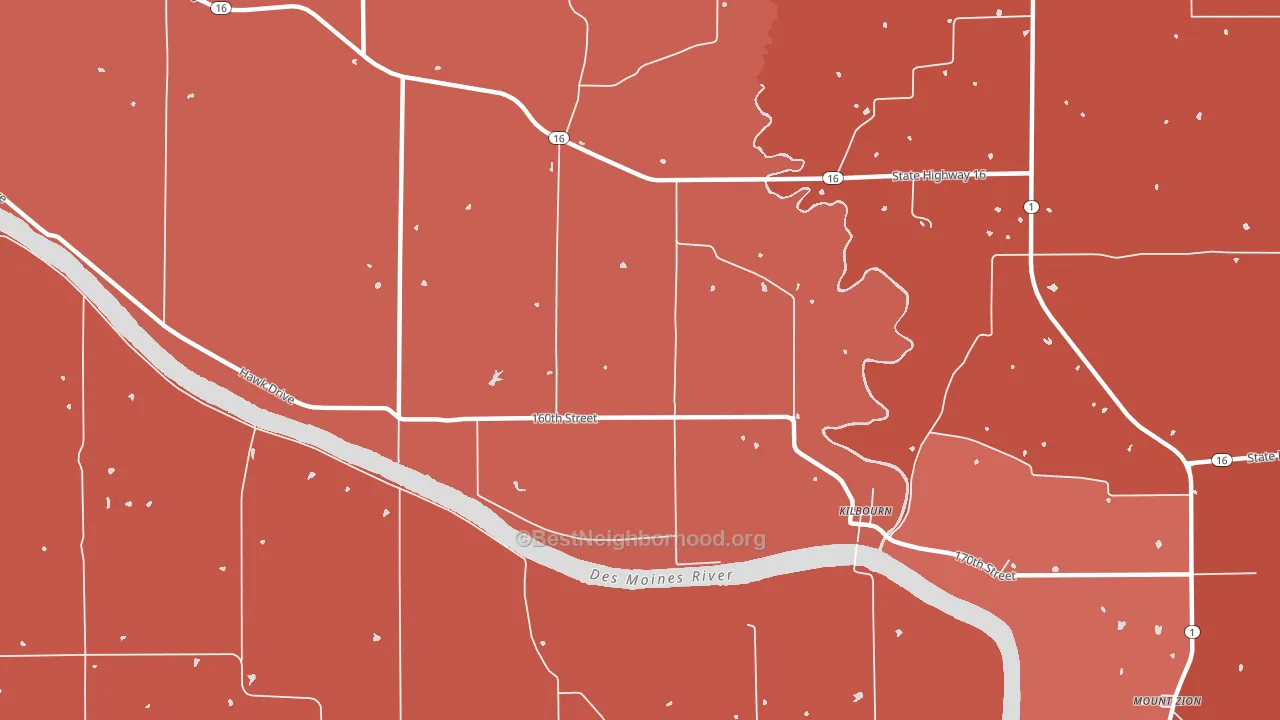 Kilbourn, IA block-group political-lean map