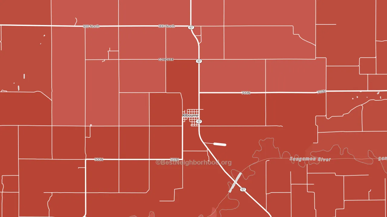 Kilbourne, IL block-group political-lean map