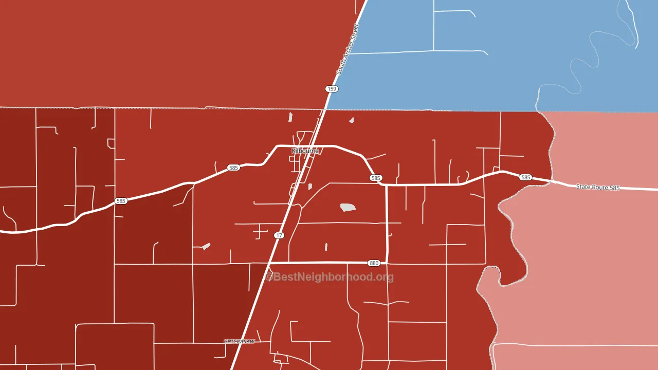 Kilbourne, LA block-group political-lean map