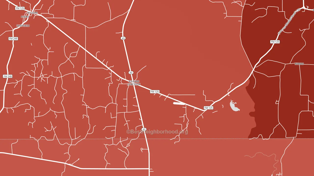 Kildare Junction, TX block-group political-lean map