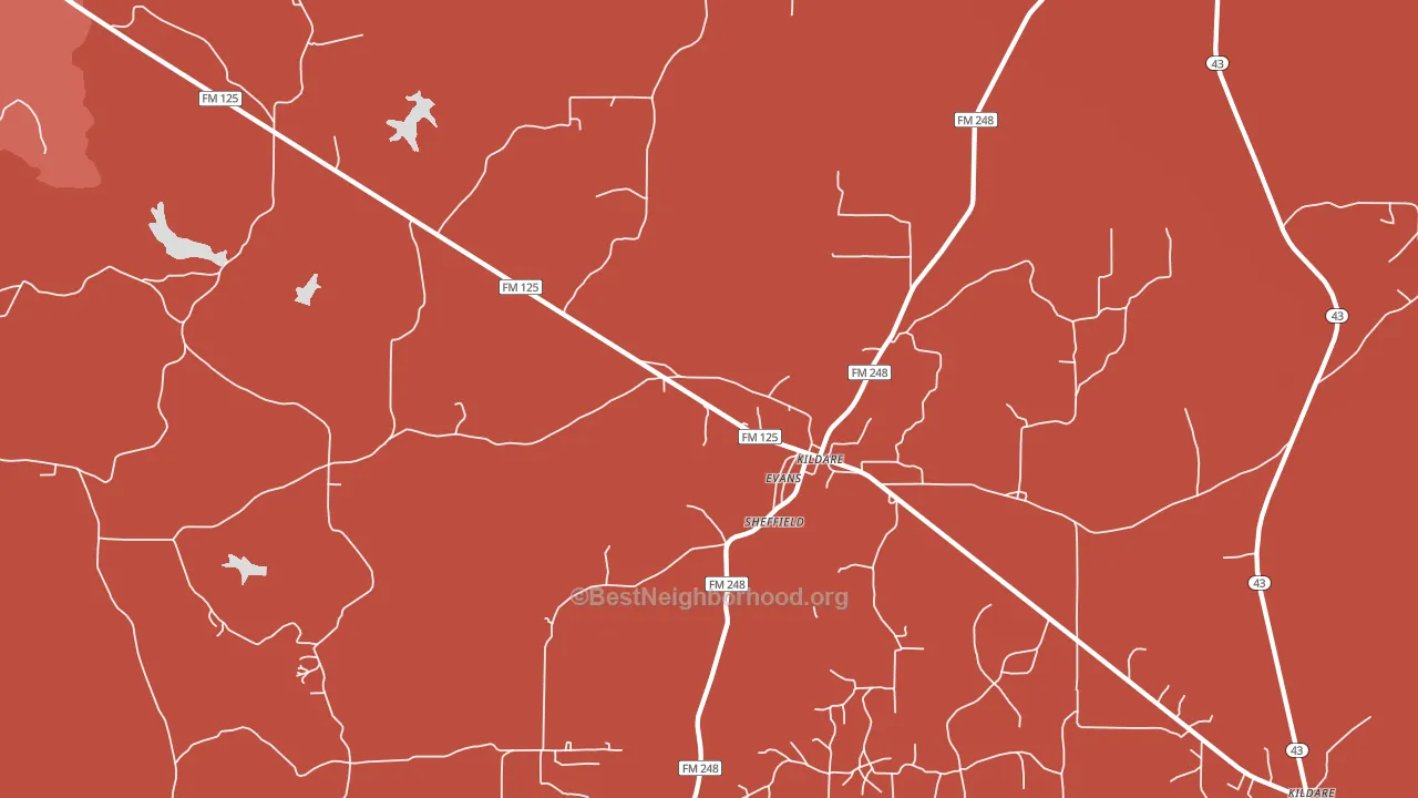 Kildare, TX block-group political-lean map