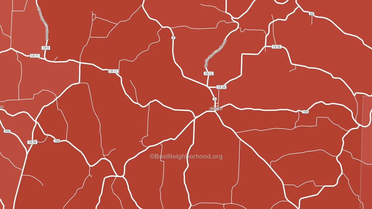 Kilgore, OH block-group political-lean map