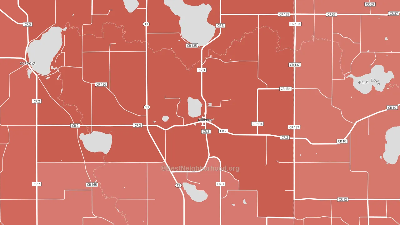 Kilkenny, MN block-group political-lean map