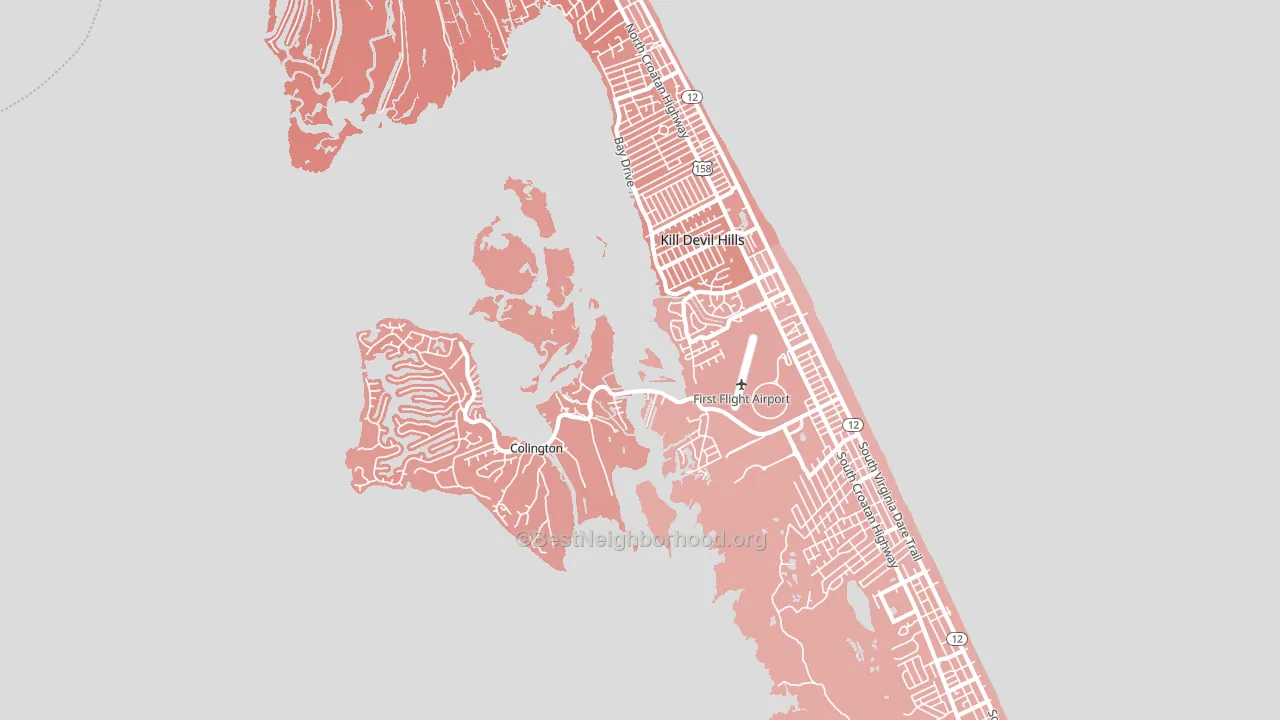 Kill Devil Hills, NC block-group political-lean map