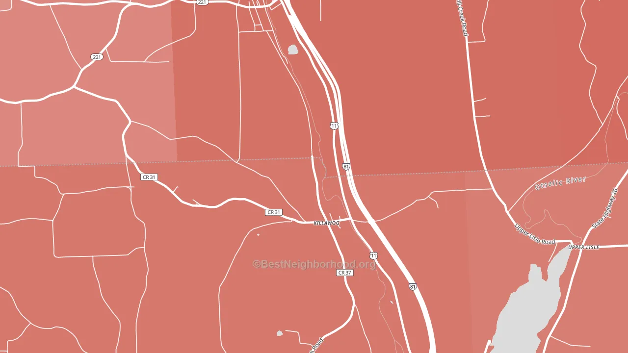 Killawog, NY block-group political-lean map