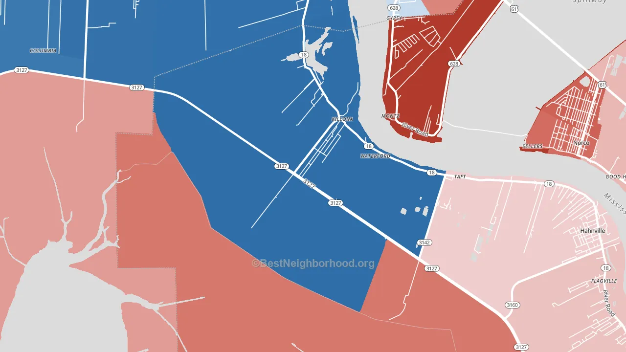 Killona, LA block-group political-lean map