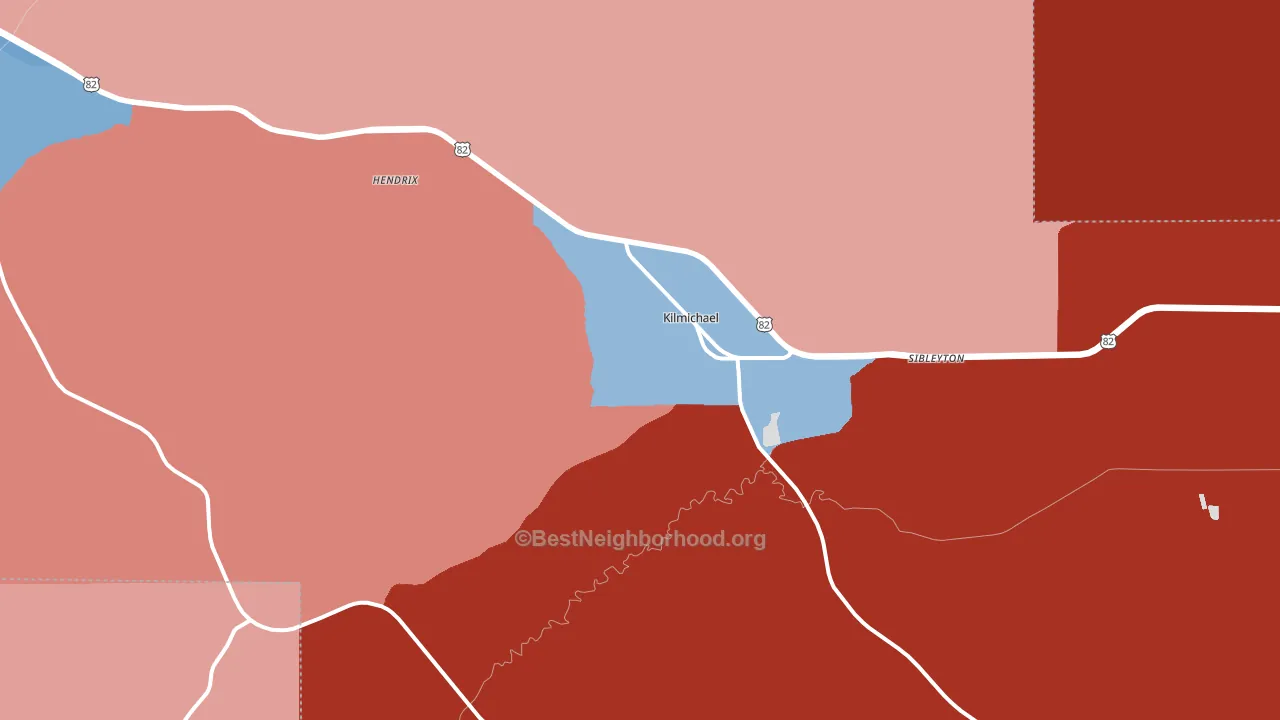 Kilmichael, MS block-group political-lean map