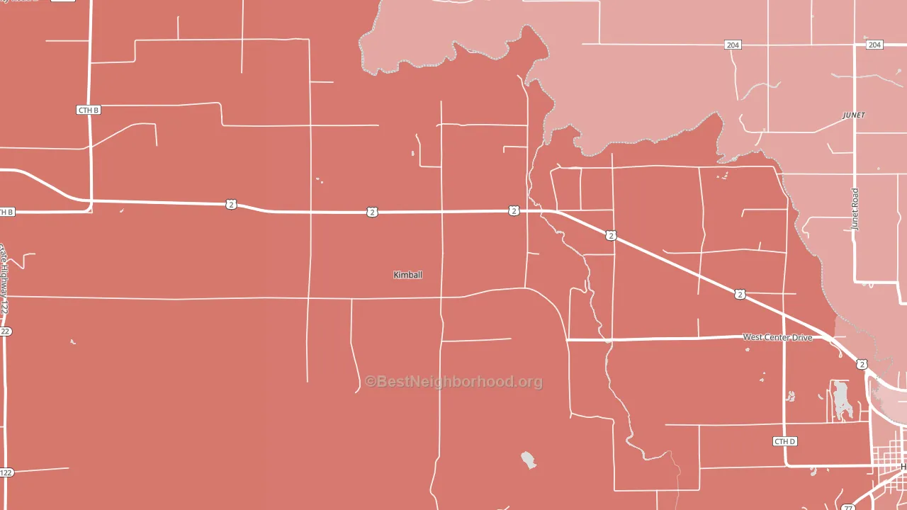 Kimball, WI block-group political-lean map