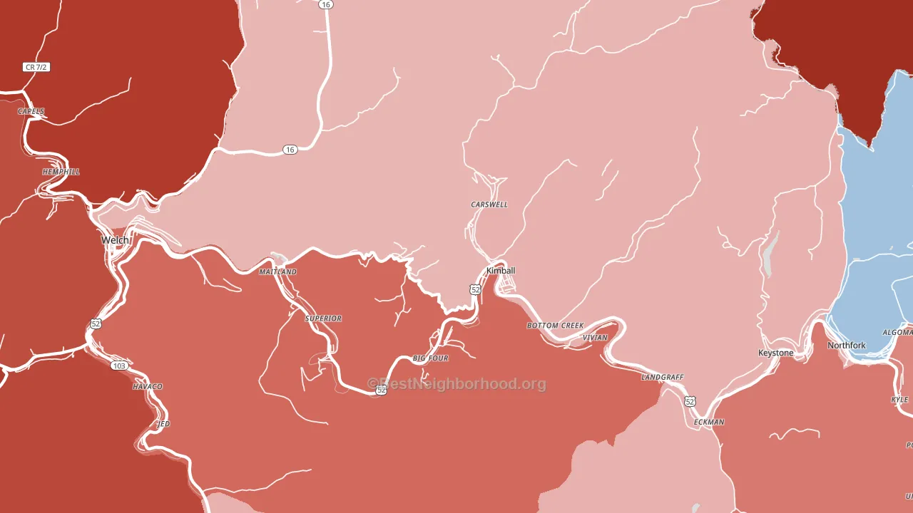 Kimball, WV block-group political-lean map