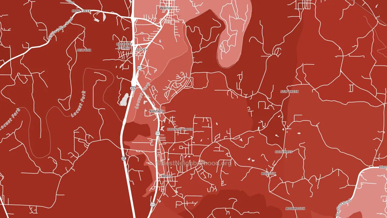 Kimberly, AL block-group political-lean map