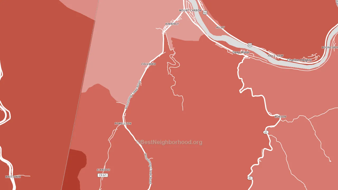 Kimberly, WV block-group political-lean map