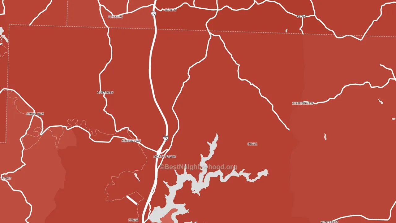 Kimbolton, OH block-group political-lean map
