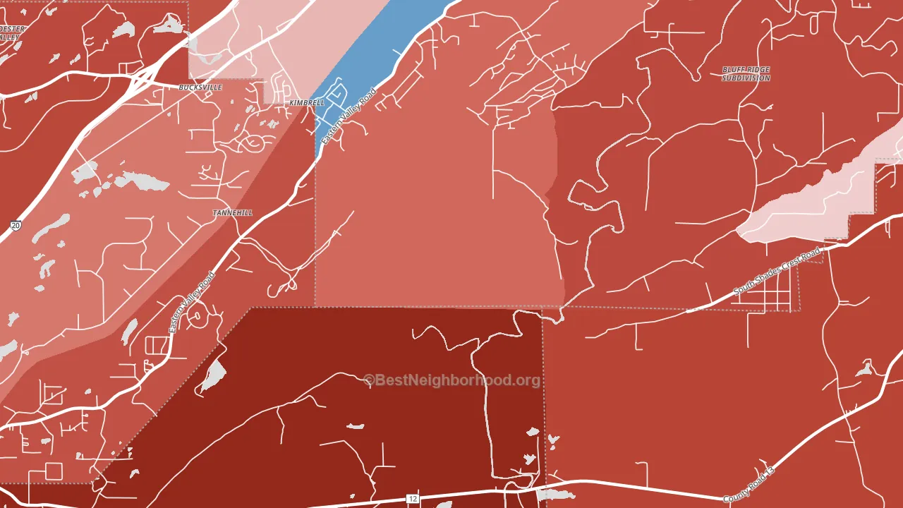 Kimbrell, AL block-group political-lean map