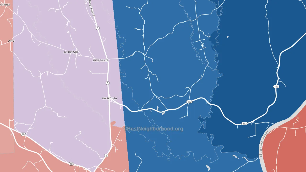 Kimbrough, AL block-group political-lean map