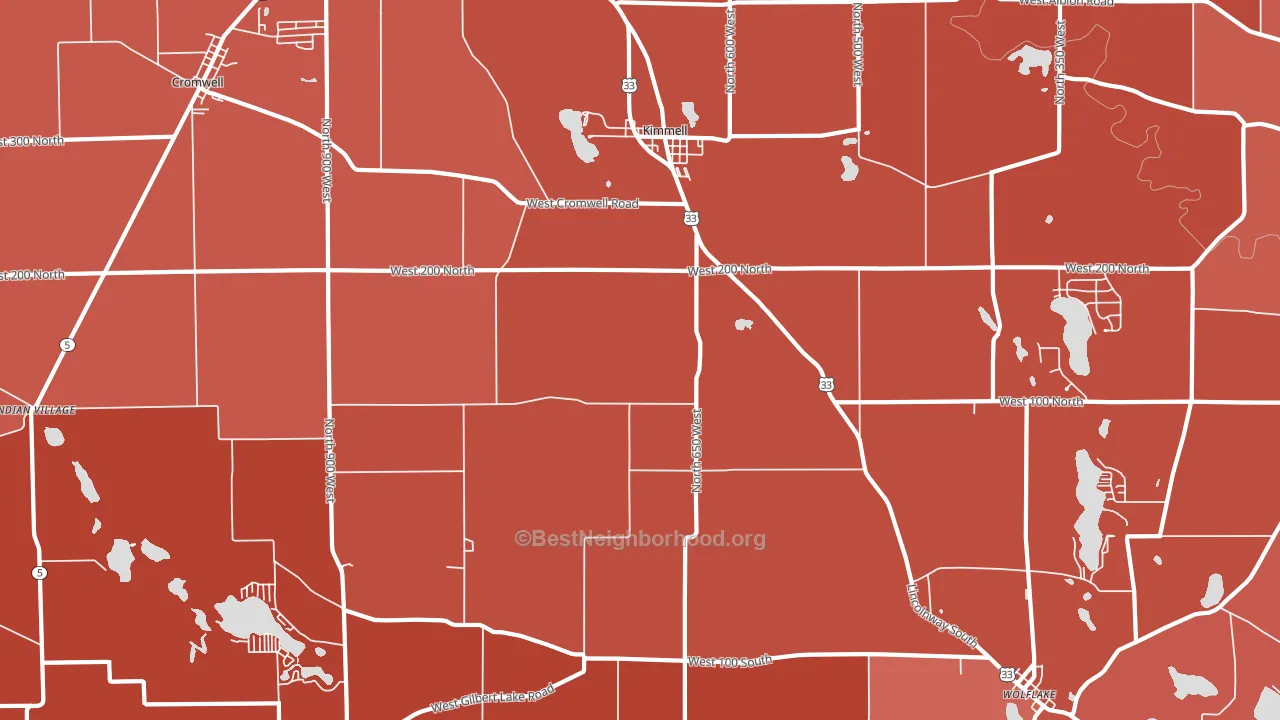 Kimmell, IN block-group political-lean map