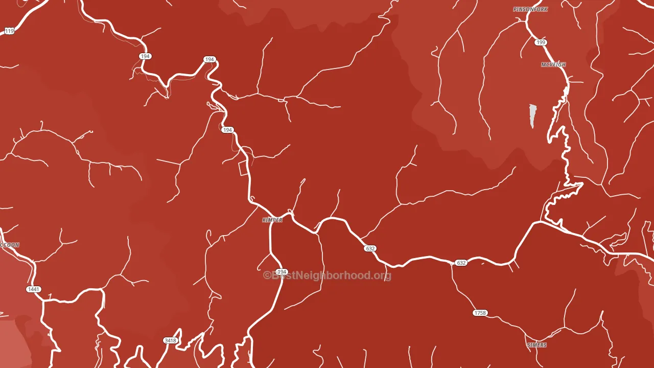 Kimper, KY block-group political-lean map
