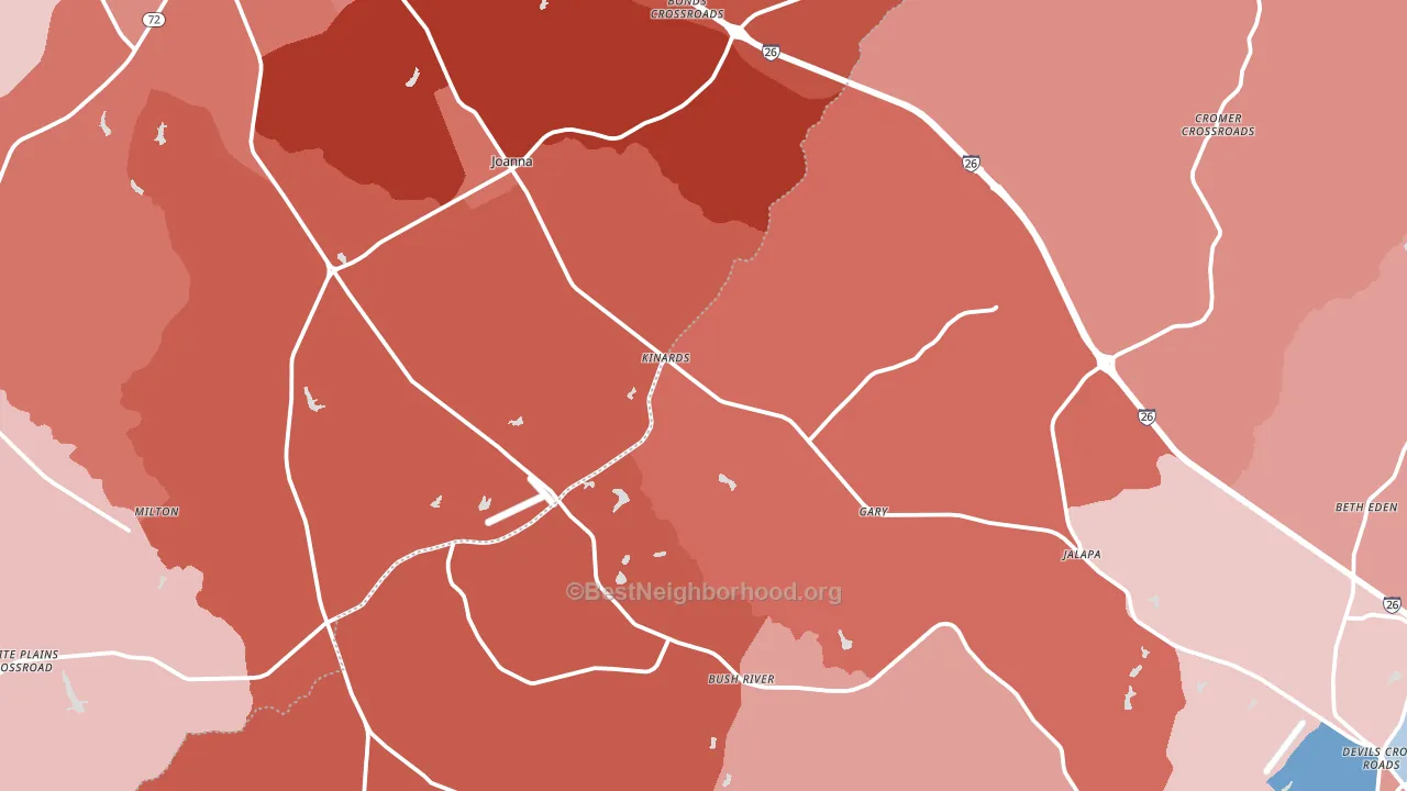 Kinards, SC block-group political-lean map