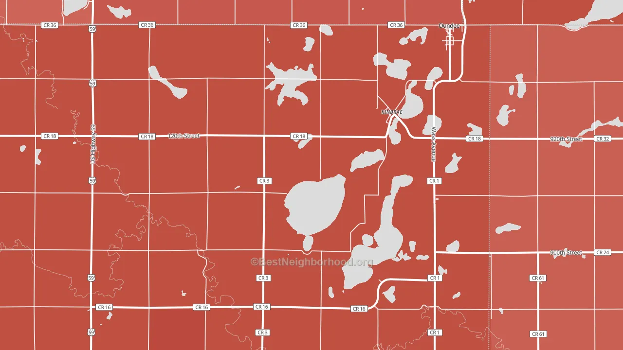 Kinbrae, MN block-group political-lean map